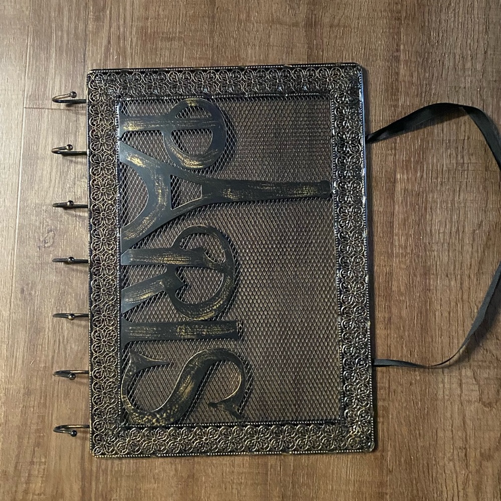 Brushed Bronze Paris Accessory Holder with Hooks and Mesh Back for Earrings